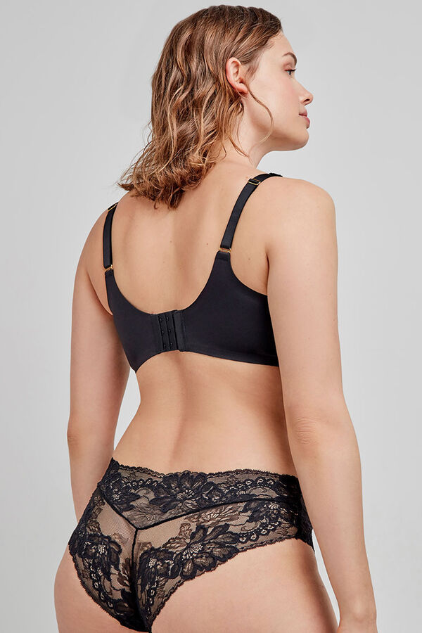 Gisela Beige lace Brazilian Boxer Briefs black