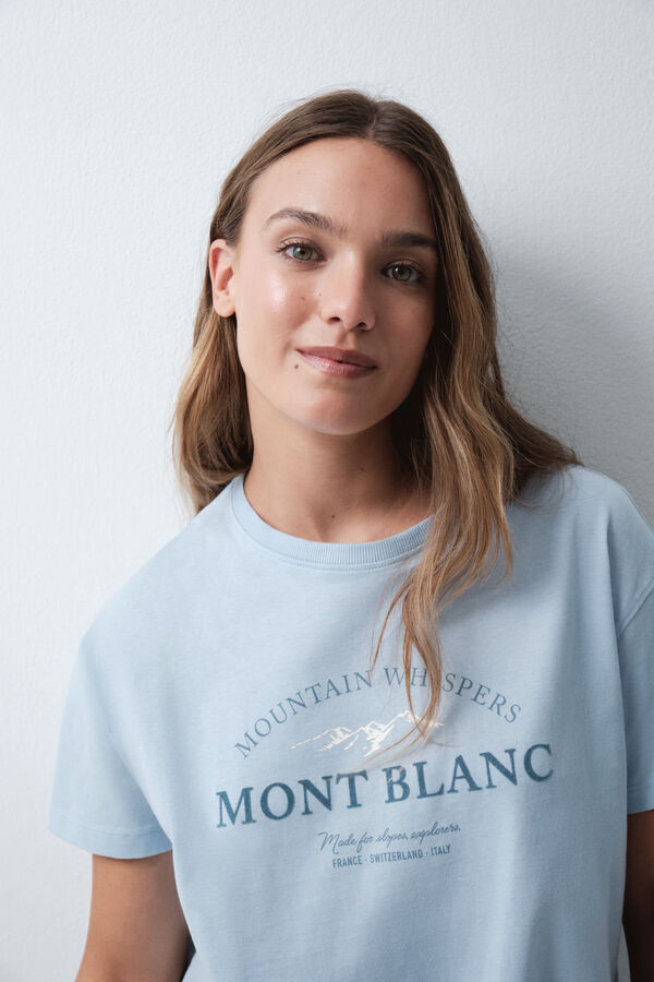 Women'secret Blue cotton short T-shirt blue