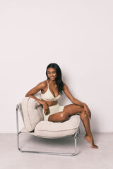 Women'secret Top triangular canelado sem costura verde verde