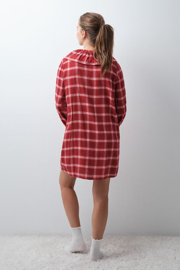Women'secret Plaid short nightgown with Peter Pan collar brown
