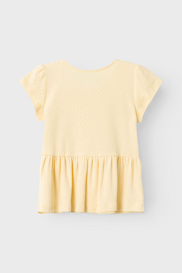 Womensecret Camiseta niña calada 100% orgánica amarillo