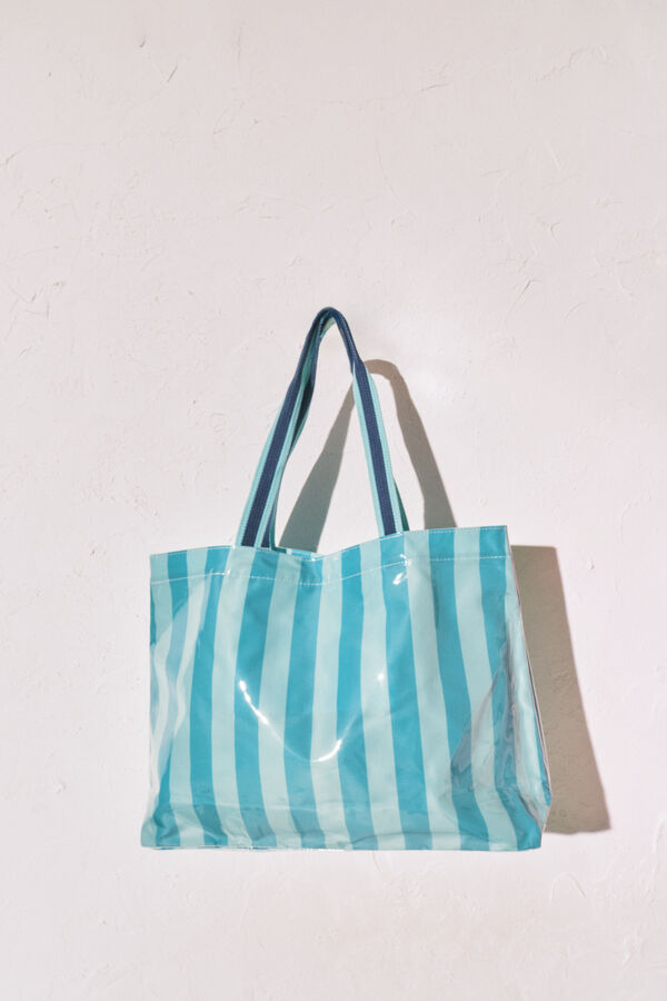 Women'secret Green striped beach bag green