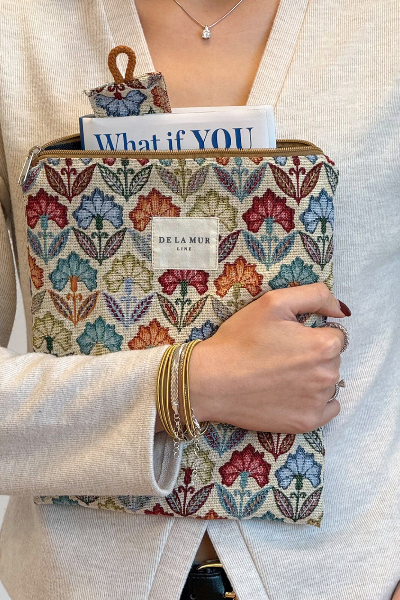 De La Mur Buchh&uuml;lle Flora + Lesezeichen Geschenk