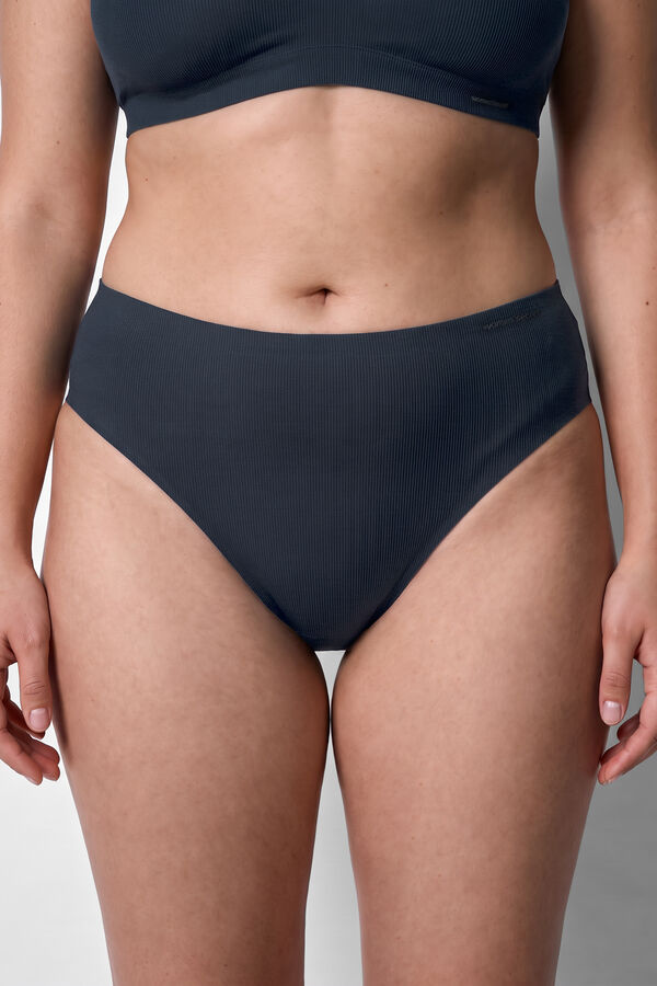 Women'secret Blue ribbed microfibre classic panty blue