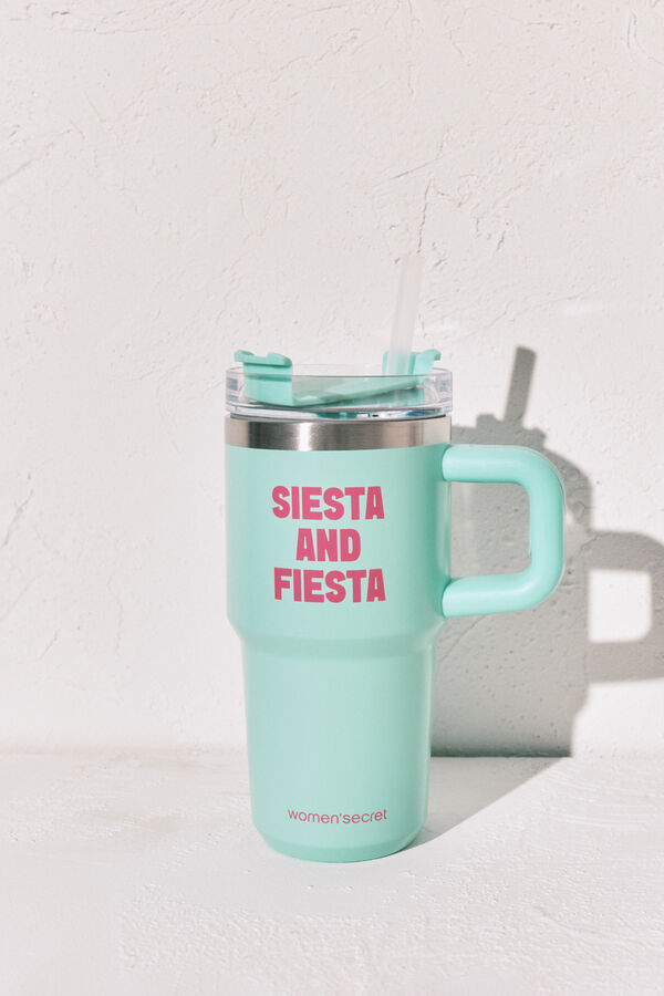 Women'secret Bouteille en acier inoxydable anse verte vert