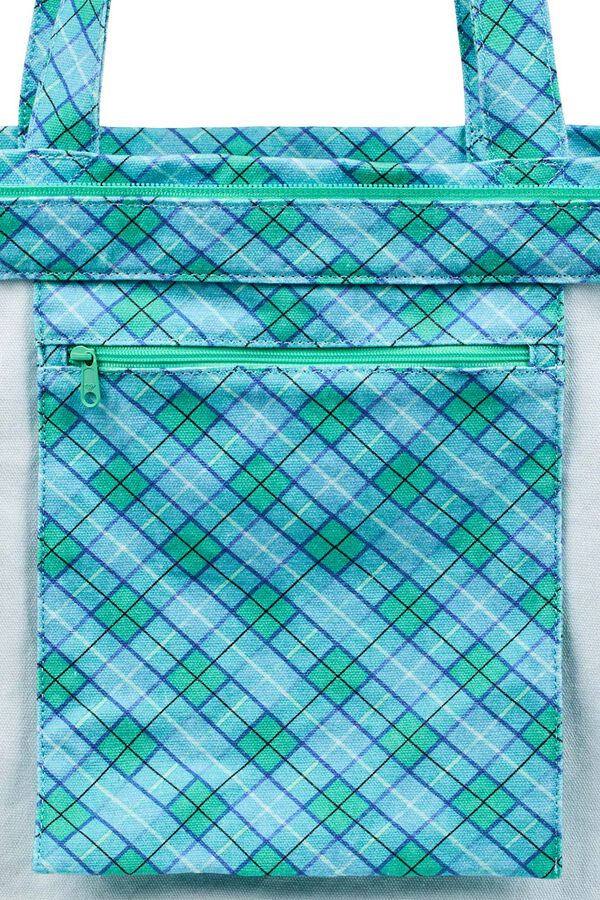 Roxy Bolsa tela grande cuadros verde