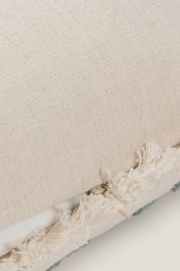 Textura Embroidered leaves cushion cover green