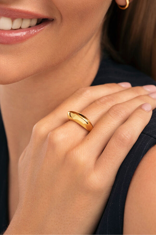 Singularu Maxi Mariana Ring Gold Plated Steel mit Print
