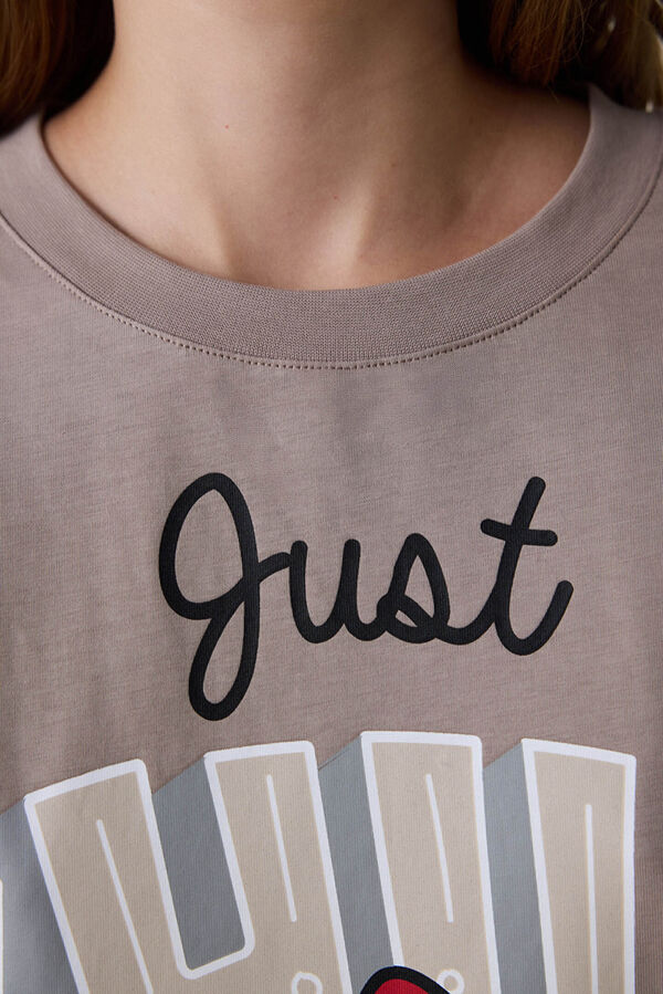 Penti Camis&oacute;n de manga larga con estampado de Mickey Mouse Just Chill beige