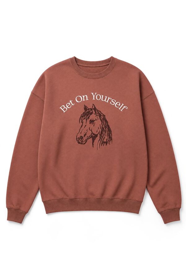 Women'secret Brown cotton horse sweatshirt nude