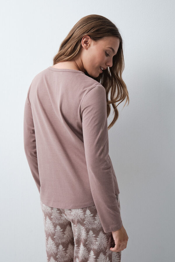 Women'secret Brown cotton long T-shirt nude