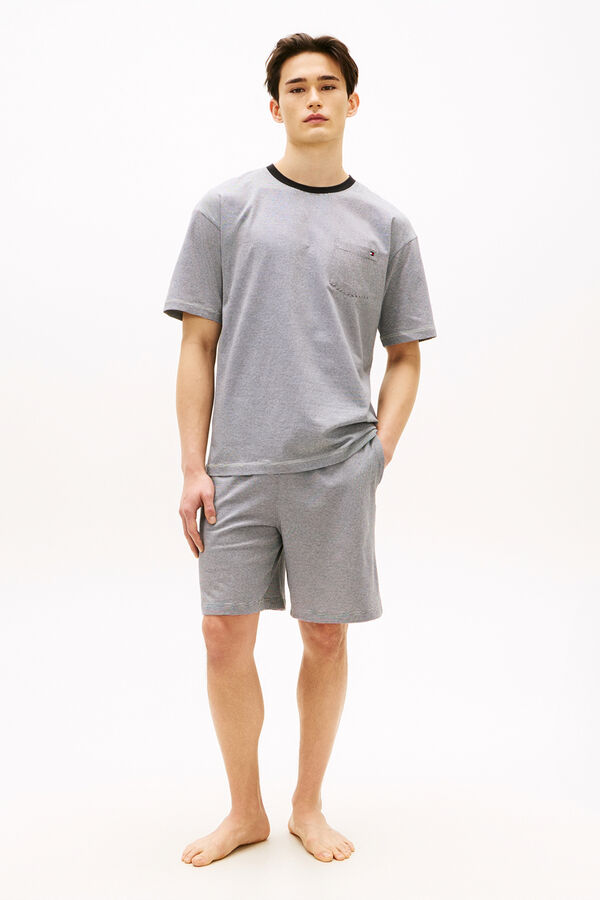 Tommy Hilfiger Conjunto pijama corto estampado a rayas gris