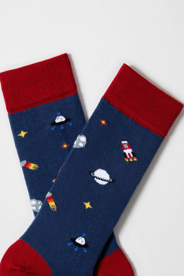 Besocks Calcetines altos de algod&oacute;n org&aacute;nico color azul marino azul