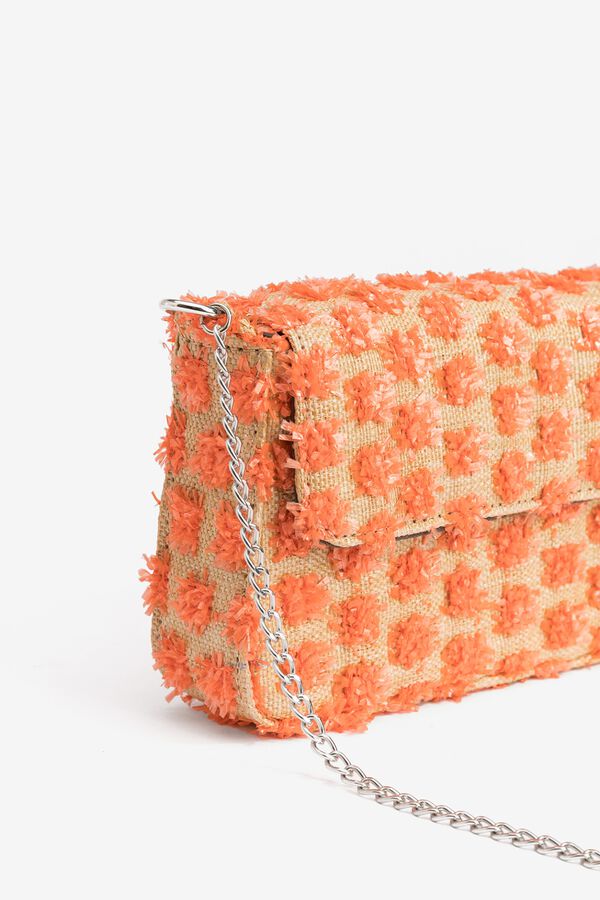 Vilanova Bolso fiesta efecto paja bordada naranja