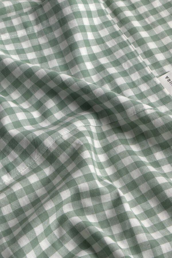 Textura Plaid cotton apron green