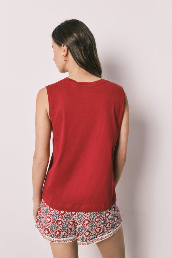 Women'secret Snoopy cotton sleeveless short pyjamas red