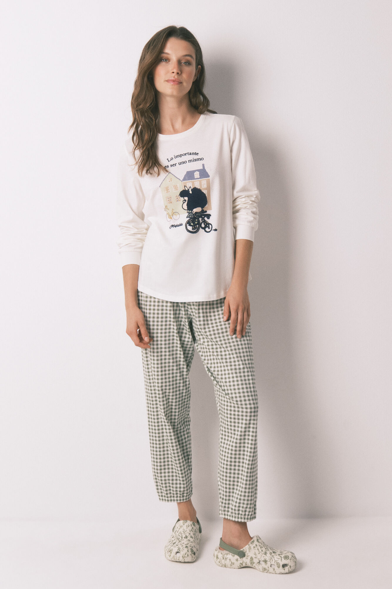 Women'secret Mafalda white 100% cotton long pyjamas