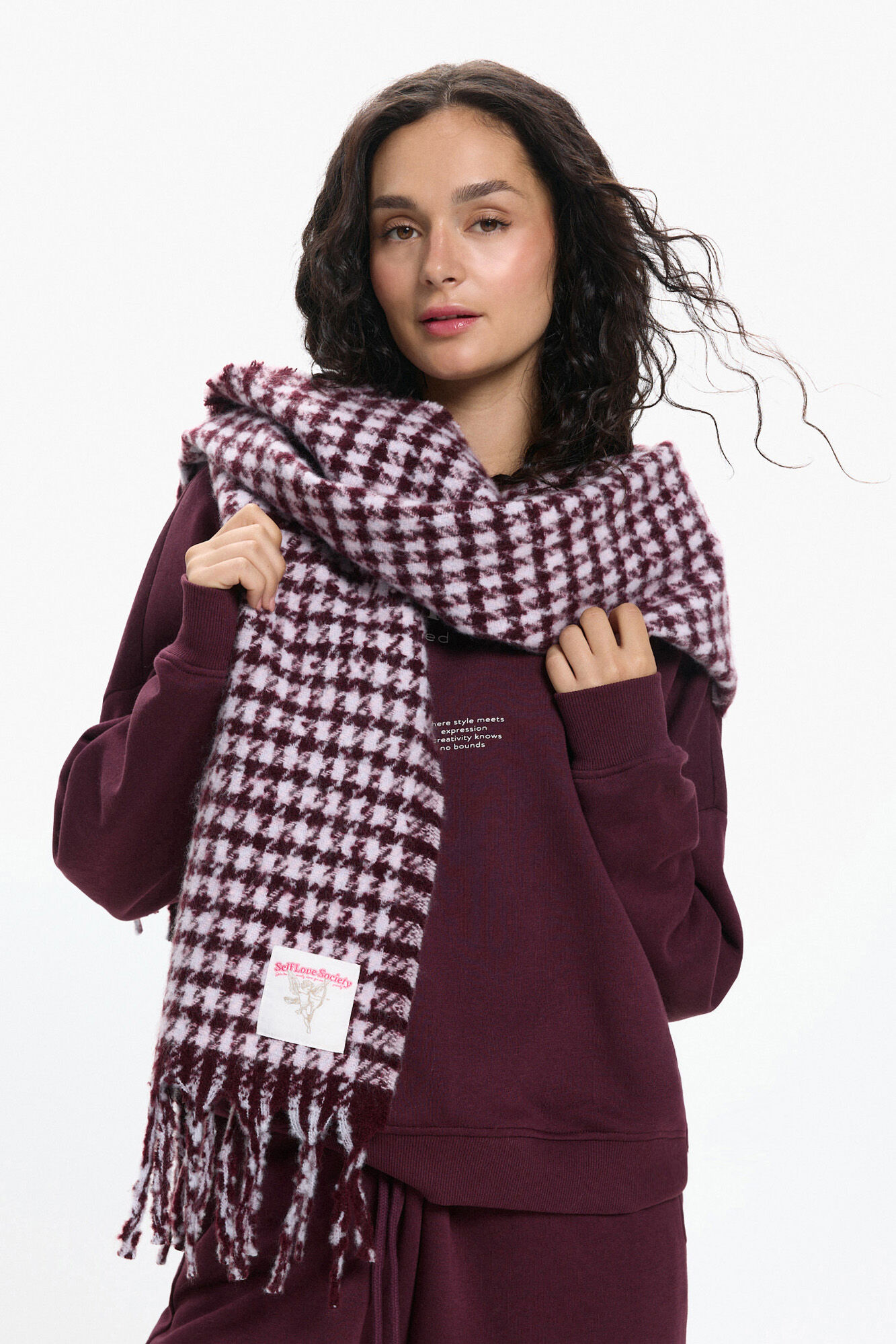 Pieces Bufanda larga de pico de gallo y flecos