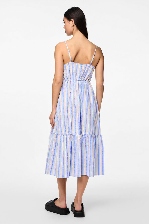 Womensecret 100% Cotton midi dress. With V-neck and straps. bleu