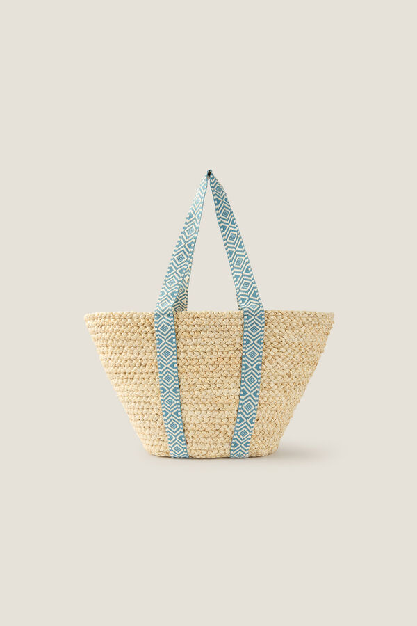 Womensecret Basket beach bag in natural wicker Plava