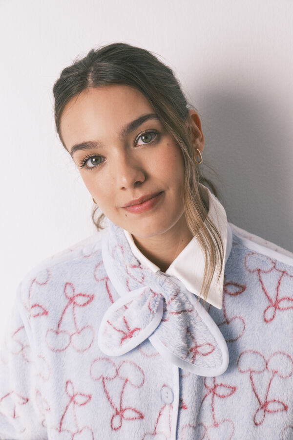 Women'secret Fluffy fleece Jacquard robe blue