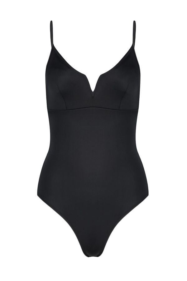 Trendyol Ba&ntilde;ador cl&aacute;sico escote en V negro