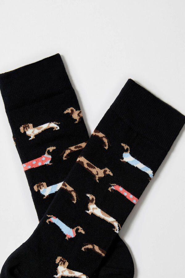 Besocks Calcetines altos perro salchicha negro