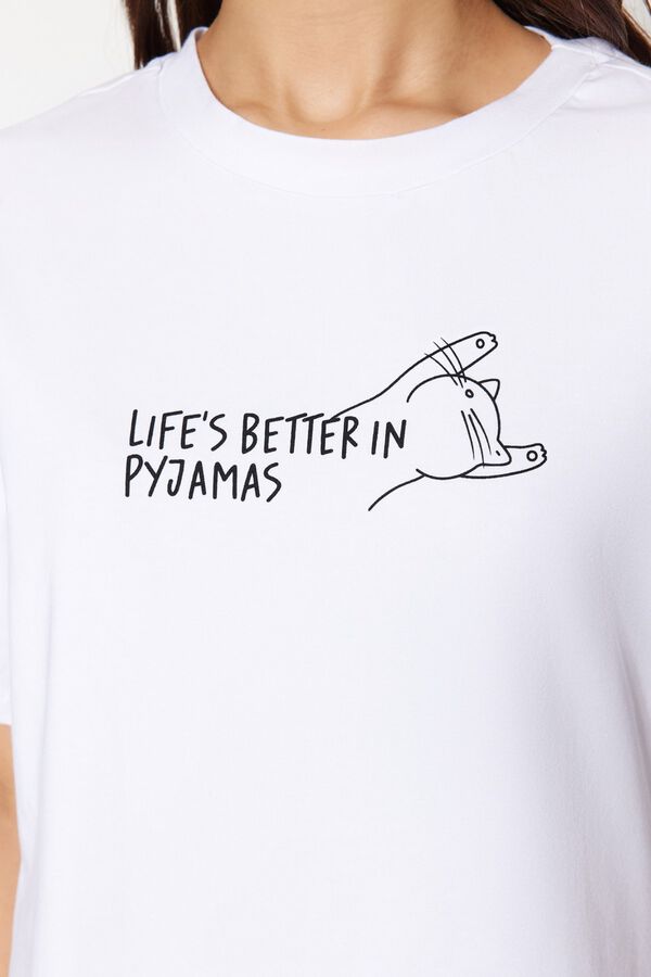 Trendyol Pijama de punto a rayas blanco