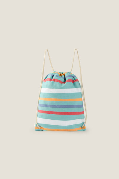 Womensecret Striped woven backpack bleu