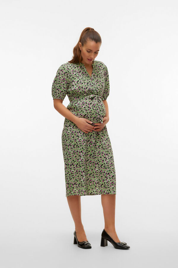 Womensecret Vestido midi camisero maternity de lactância  verde