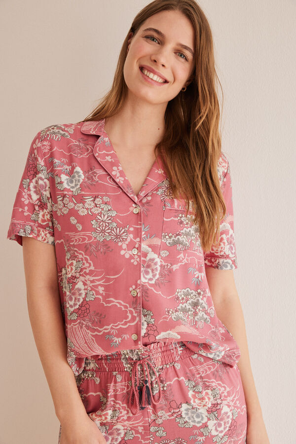 Womensecret Pijama camiseiro Capri cerejeira grená  estampado
