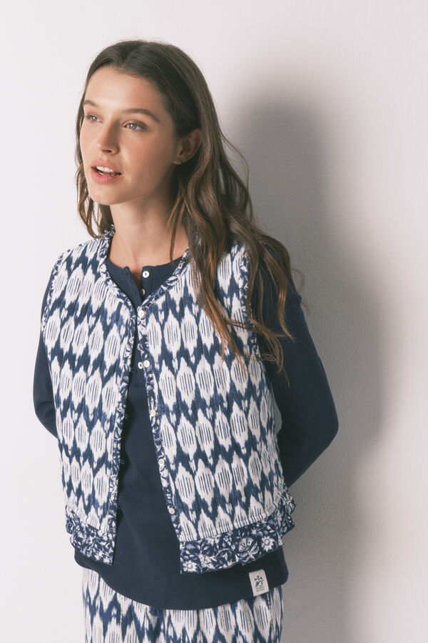 Women'secret Gilet matelass&eacute; imprim&eacute; boh&egrave;me bleu