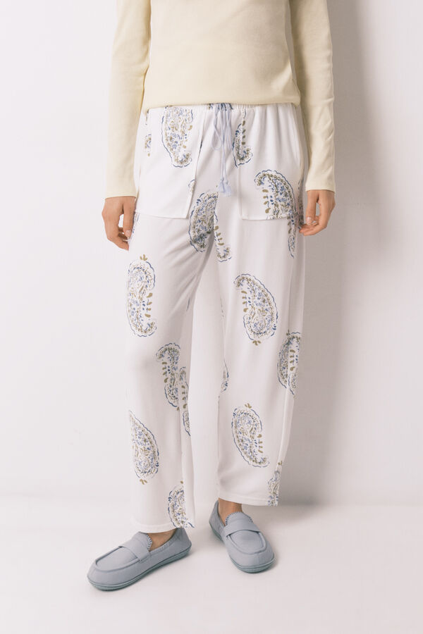Women'secret Paisley print long trousers white