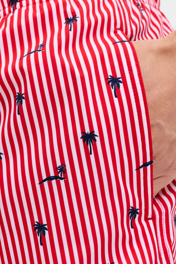 Jack & Jones Striped logo swimwear red