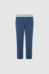 Womensecret Logo print cotton trousers  kék