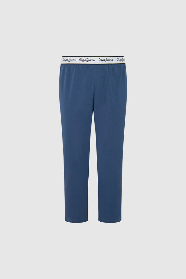 Womensecret Logo print cotton trousers  kék
