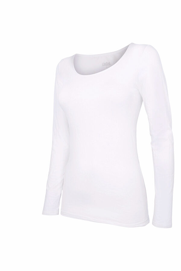 Womensecret Women's thermal round neck long-sleeved T-shirt Bijela