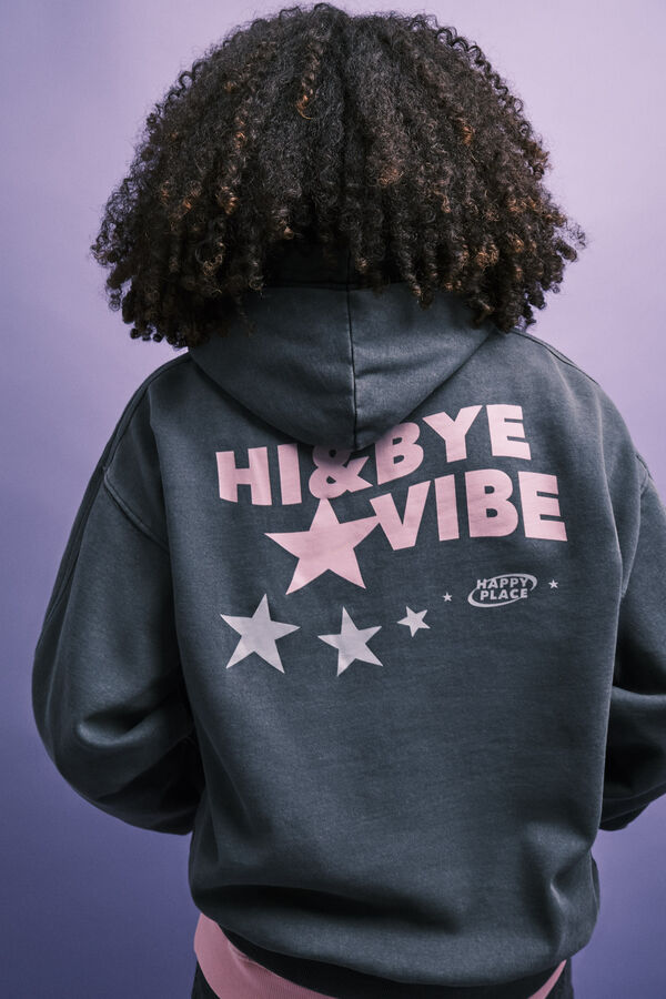 HI&BYE Grey fleece hooded sweatshirt grey