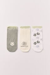 Women'secret Lot de 3 chaussettes courtes imprim&eacute;es Mr.Men beige