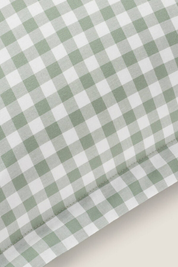 Textura Funda cojin cuadros vichy verde