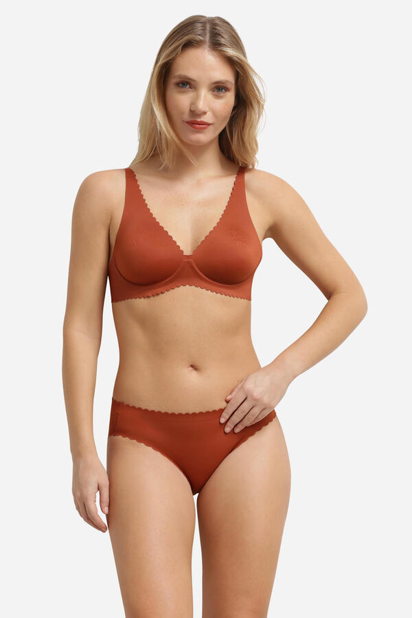 DIM Microfibre and lace classic panty nude