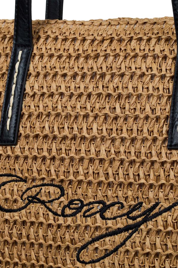 Roxy Bolso rafia playa asas y texto beige