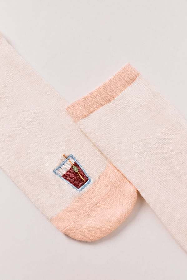 Women'secret Embroidered vermouth short socks pink