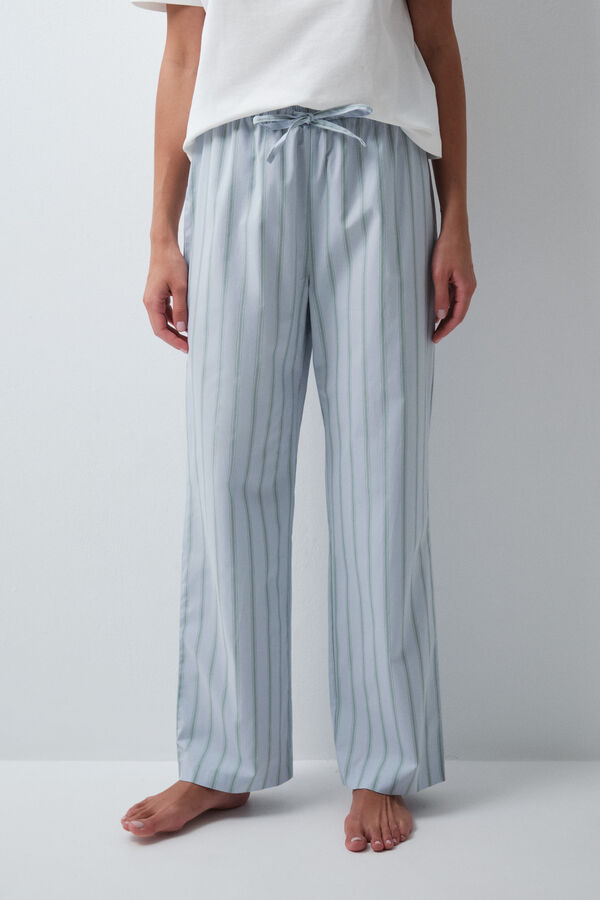 Women'secret Pantalon long &agrave; rayures bleu bleu