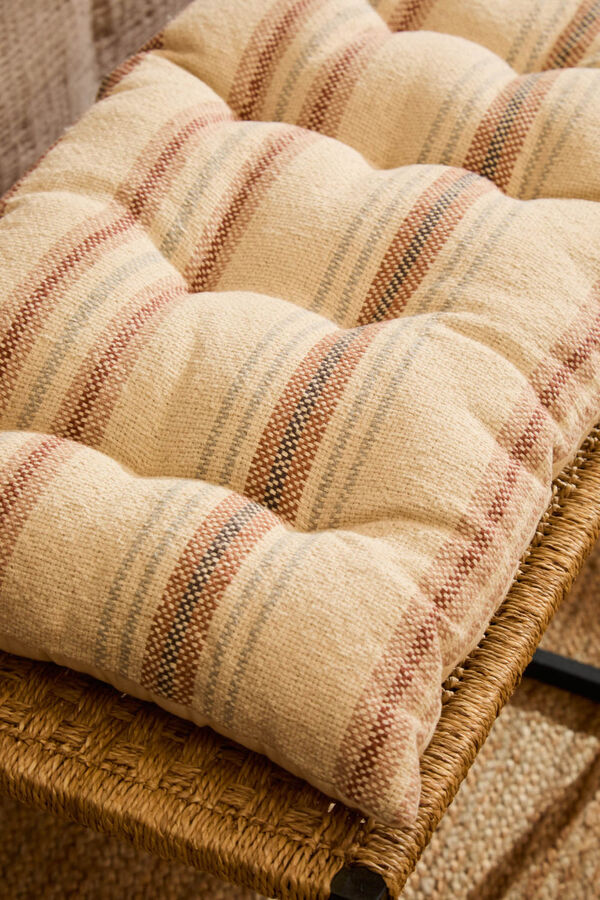 Calma House Coj&iacute;n de banco a rayas en tonos tierra Peru naranja