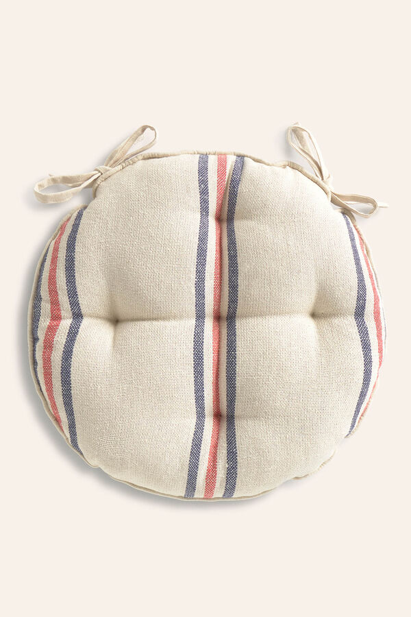 Calma House Round chair cushion with blue and red striped Mont imprimé