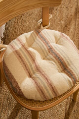 Calma House Almofada redonda riscas para cadeira em tons terrosos Peru vermelho