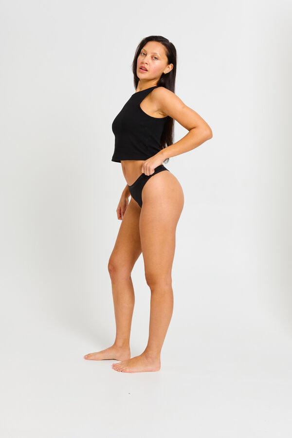 Modibodi Tanga menstrual b&aacute;sico negro flujo moderado negro negro