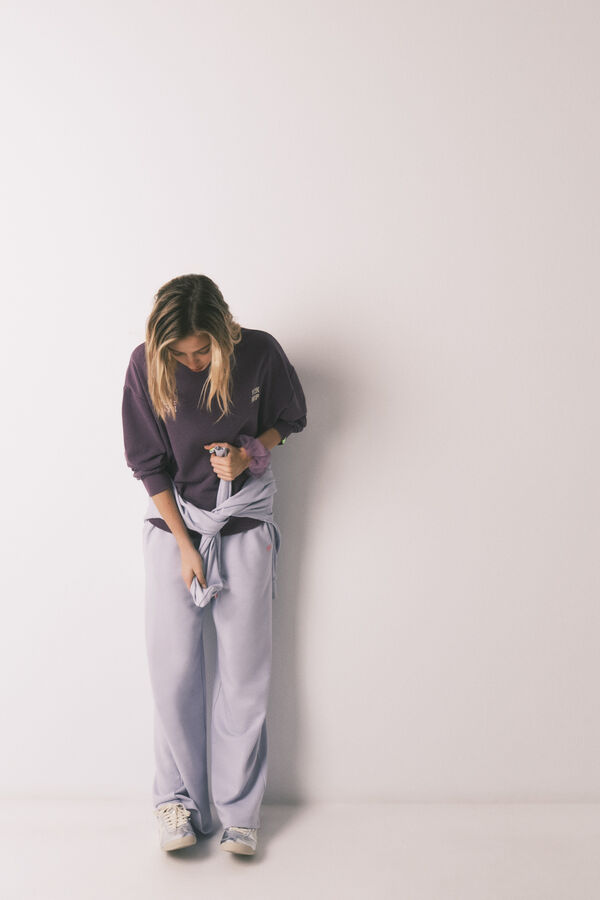 HI&BYE Purple cotton fleece sweatshirt pink