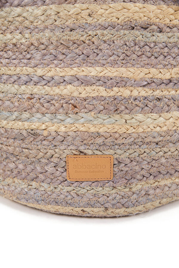 Womensecret Large raffia basket bag with grey stripes grey